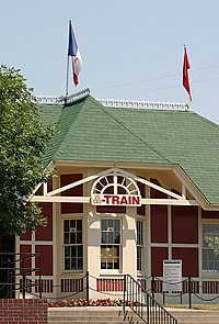 South side view of the A-Train station Adventureland, Iowa train station.jpg