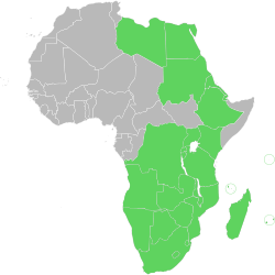 AFTZ a'zolarini ko'rsatadigan Afrika xaritasi. .mw-parser-output .legend {page-break-inside: oldini olish; break-inside: oldini-ustun} .mw-parser-output .legend-color {display: inline-block; min-width: 1.25em; height : 1.25em; chiziq balandligi: 1.25; margin: 1px 0; text-align: center; border: 1px solid black; background-color: transparent; color: black} .mw-parser-output .legend-text {} Ro'yxatdan Shtatlar