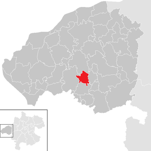 Lage der Gemeinde Auerbach (Oberösterreich) im Bezirk Braunau am Inn (anklickbare Karte)