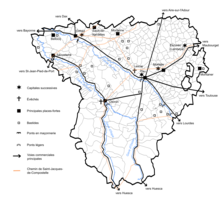 Mapa de Béarn na Idade Média.