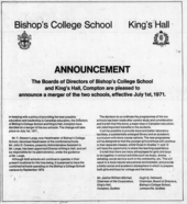 BCS/KHC Merge Announcements by the Boards 1971 BCS KHC Announcements.png