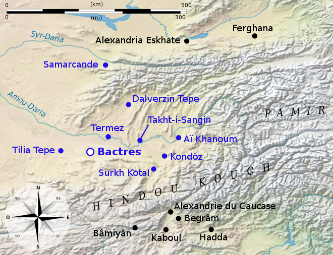 Les sites urbains de Bactriane à l'époque hellénistique.