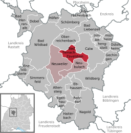 Läget för Bad Teinach-Zavelstein i Landkreis Calw