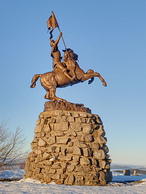 Statue of Jeanne d'Arc at the summit of the Ballon d'Alsace (France).