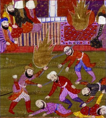 The massacre of the Banu Qurayza, a Jewish tribe in Medina, 627 Banu Qurayza.png