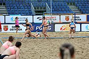 Deutsch: Beachhandball Europameisterschaften 2019 (Beach handball Euro); Tag 5: 6. Juli 2019 – Frauen, Platzierungsspiel für die Ränge 17–20, Nordmazedonien-Slowenien 0:2 (10:13, 9:15) English: Beach handball Euro; Day 5: 6 July 2019 – Placement Match/Cross Match for rank 17–20 Women – North Macedonia-Slovenia 0:2 (10:13, 9:15)