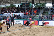 Deutsch: Beachhandball Europameisterschaften 2019 (Beach handball Euro); Tag 5: 6. Juli 2019 – Frauen, Platzierungsspiel für die Ränge 9–12, Deutschland-Polen 2:1 (22:23, 19:16, 7:6) English: Beach handball Euro; Day 5: 6 July 2019 – Placement Match/Cross Match for rank 9–12 Women – Germany-Poland 2:1 (22:23, 19:16, 7:6)