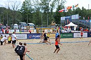 Deutsch: Beachhandball Europameisterschaften 2019 (Beach handball Euro); Tag 3: 4. Juli 2019 – Männer, Hauptrunde Gruppe I, Serbien-Deutschland 2:1 (14:25, 20:18, 7:6) English: Beach handball Euro; Day 3: 4 July 2019 – Men Main Round Group I – Serbia-Germany 2:1 (14:25, 20:18, 7:6)