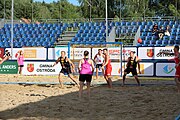 Deutsch: Beachhandball Europameisterschaften 2019 (Beach handball Euro); Tag 1: 2. Juli 2019 – Männer, Vorrunde Gruppe D, Polen-Schweden 2:1 (18:10, 15:9; 8:6) English: Beach handball Euro; Day 1: 2 July 2019 – Men Preliminary Round Group D – Poland-Sweden 2:1 (18:10, 15:9; 8:6)