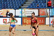 Deutsch: Beachhandball Europameisterschaften 2019 (Beach handball Euro); Tag 2: 3. Juli 2019 – Frauen, Vorrunde Gruppe D, Ukraine-Deutschland 2:0 (23:22, 32:24) English: Beach handball Euro; Day 2: 3 July 2019 – Women Preliminary Round Group D – Ukraine-Germany 2:0 (23:22, 32:24)