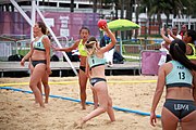 Deutsch: Beachhandball bei den Olympischen Jugendspielen 2018; Tag 5, 10. November 2018; Mädchen, Hauptrunde - Chinese Taipei (Taiwan)-Paraguay 2:0 English: Beach handball at the 2018 Summer Youth Olympics at 11 October 2018 – Girls Main Round – Chinese Taipei (Taiwan)-Paraguay 2:0