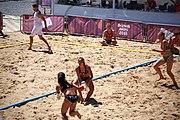 Deutsch: Beachhandball bei den Olympischen Jugendspielen 2018; Tag 4, 10. Oktober 2018; Mädchen, Vorrunde, Gruppe A - Ungarn-Chinese Taipei (Taiwan) 2:0 English: Beach handball at the 2018 Summer Youth Olympics at 10 October 2018 – Girls Preliminary Round Group A‎ – Hungary-Chinese Taipei 2:0