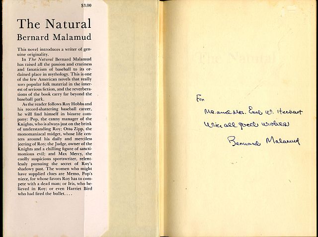 A signed copy of Malamud's book The Natural held by Oregon State University.