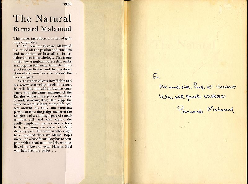 File:Bernard Malamud The Natural signed copy.jpg