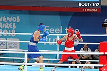 Gold Medal Bout Popov vs Shaiken Boxing at the 2018 Summer Youth Olympics - Boys' light welterweight Gold Medal Bout 142.jpg