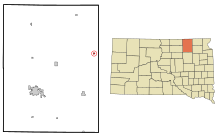 Brown County South Dakota Beépített és be nem épített területek Claremont Highlighted.svg