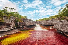 In 1959, Cano Cristales in Serrania de la Macarena was named the first National monument of Colombia. CANO CRISTALES - LOS OCHOS 01.jpg