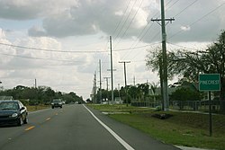 Southbound Hillsborough CR 39 as it enters Pinecrest