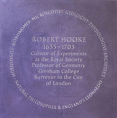 Inscription to Hooke on The Monument, London. Carved-inscription-on-Monument.jpg