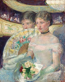 Mary Cassatt, The Loge, oil on canvas, 32 in x 26 in, 1880, Museum of Fine Arts, Boston Cassat - The Loge NGA.jpg