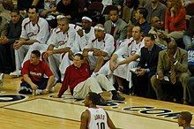 Pollard (farthest left in white jacket) played for the Cleveland Cavaliers during the 2006-2007 season. Cavs bench nov 2006.jpg