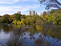 Central Park lake in autumn.
