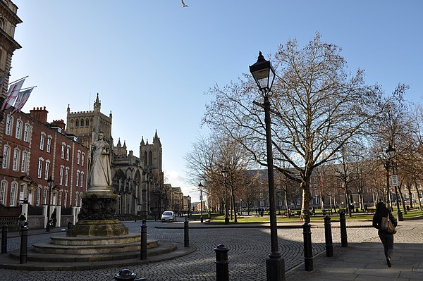 College Green showing Queen Victoria statue, Cathedral and Council House