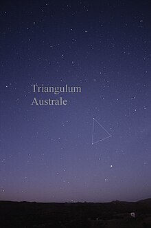 The constellation Triangulum Australe, the southern triangle, as it can be seen by the naked eye Constellation Triangulum Australe.jpg