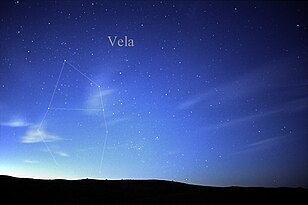 Das Sternbild Vela, wie es mit dem bloßen Auge gesehen werden kann
