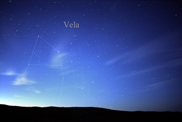 The constellation of Vela, the sails, as it can be seen by the naked eye