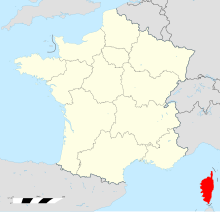 Location of Corsica in France Corse region locator map2.svg