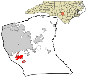 Cumberland County North Carolina incorporated and unincorporated areas Hope Mills highlighted.svg