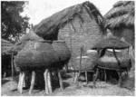 Huts of the Ovambo people, and their artwork (right).
