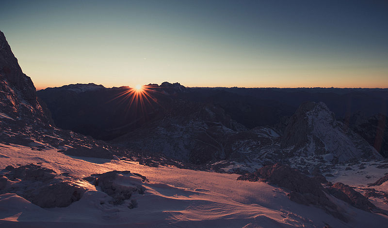 File:Dark winter sunset from below the Mangart mountain.jpg