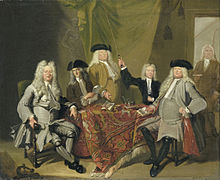 The Inspectors of the Collegium Medicum in Amsterdam, by Cornelis Troost, 1724. This period is known as the "Periwig Era". De inspecteurs van het Collegium Medicum te Amsterdam, 1724 Rijksmuseum SK-A-1635.jpeg