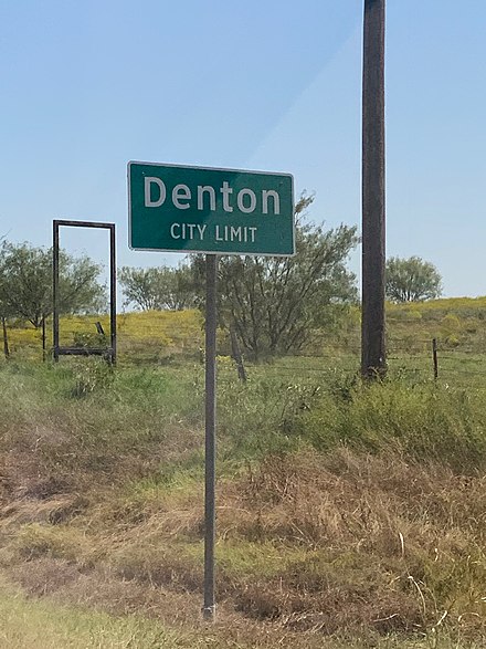 Denton, Texas, city limit sign
