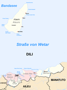 Ortschaften und Gewässer in der Gemeinde Dili