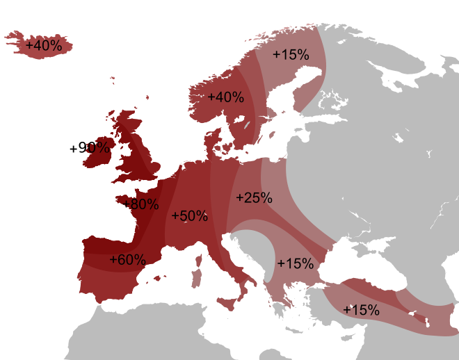 Distribution of the R1b haplogroup in Europe