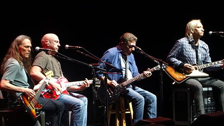 History of the Eagles tour, 2014, from left to right: Schmit, Leadon, Frey, and Walsh (Henley on drums not pictured).