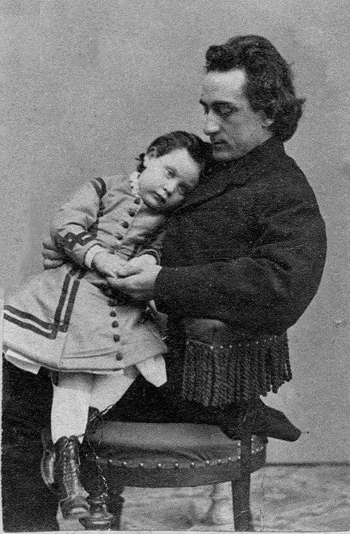 Edwin Booth with daughter Edwina, circa 1864