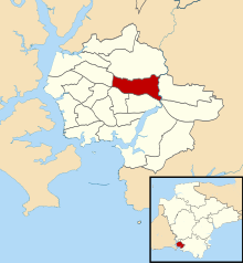 Location of Eggbuckland ward Eggbuckland ward in Plymouth 1979.svg