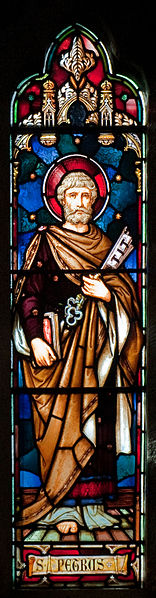 File:Enniscorthy St. Aidan's Cathedral West Aisle Fifth Window Apostle Peter 2009 09 28.jpg