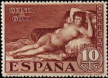 Naked Maja on a 1930 Spanish stamp Espana1930majadesnuda10ptsscott399.jpg