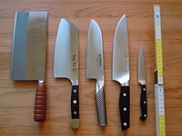 Four chef's knives and an paring knife.jpg