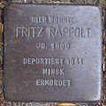 Deutsch: Stolperstein für Fritz Rappolt vor dem Gebäude Leinpfad 58 in Hamburg-Winterhude.