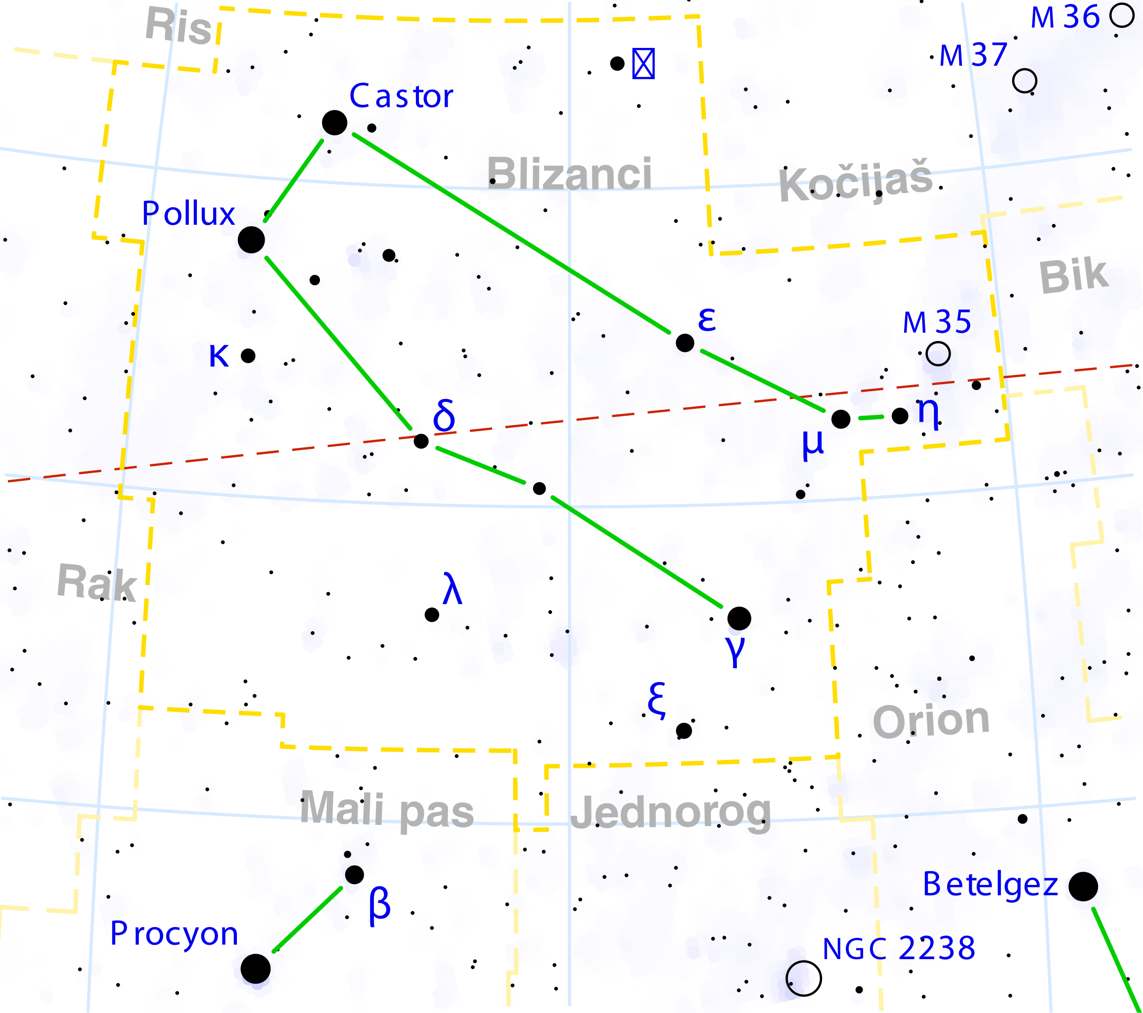 gemini constellation map