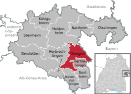 Kaart van Giengen an der Brenz