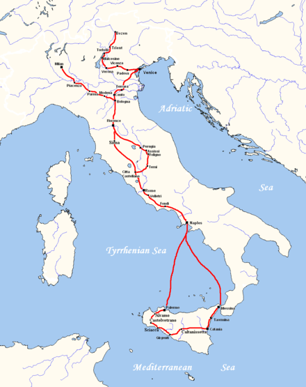 German poet, dramatist and polymath Johann Wolfgang von Goethe famously toured Italy on this route in 1786-88