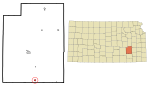 Greenwood County Kansas Incorporated and Unincorporated areas Severy Highlighted.svg