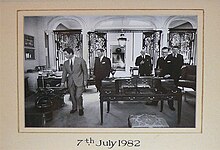 The Prince of Wales visiting Mallett in 1982 with Lanto Synge, Francis Egerton, Peter Maitland and Peter Dixon HRH The Prince of Wales at Mallett.jpg